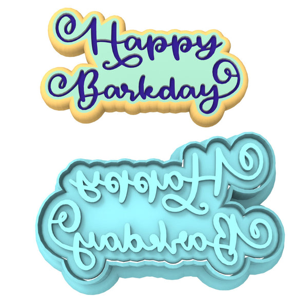 Happy Barkday Cookie Cutter | Stamp | Stencil #1