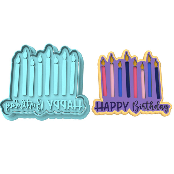 Happy Birthday Candles Cookie Cutter | Stamp | Stencil #1