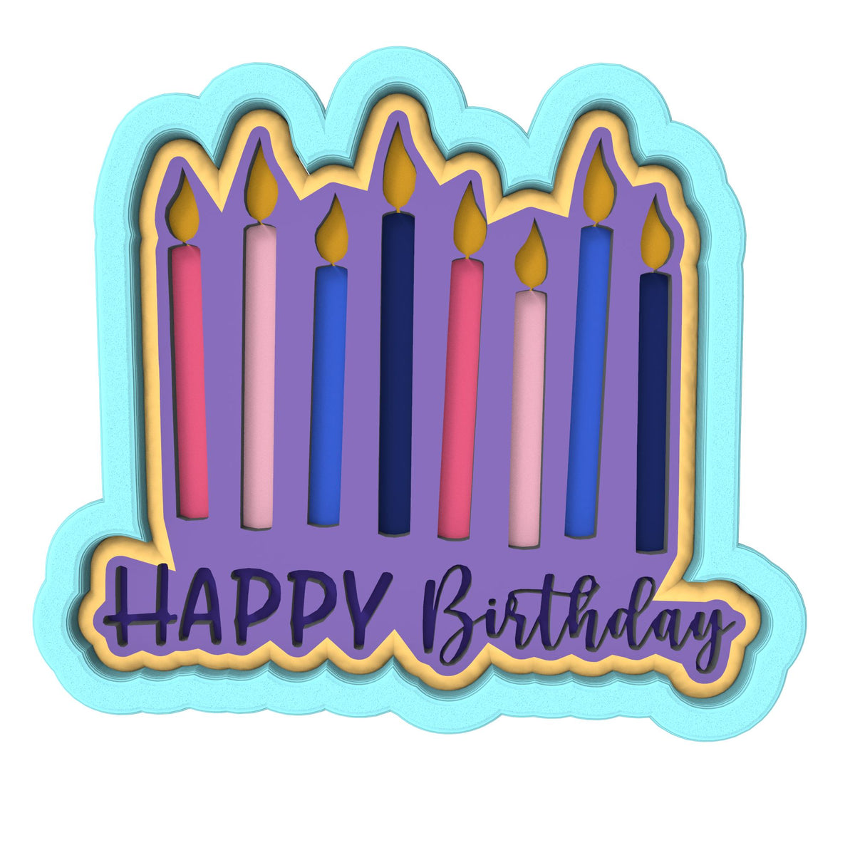 Happy Birthday Candles Cookie Cutter | Stamp | Stencil #1