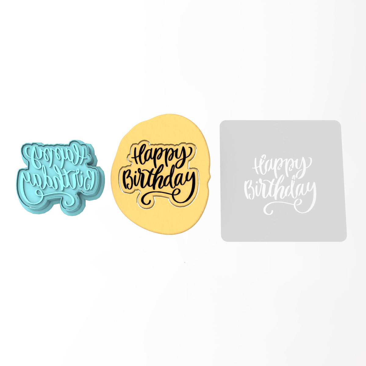 Happy Birthday Cookie Cutter | Stamp | Stencil #1