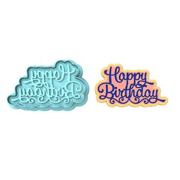 Happy Birthday Cookie Cutter | Stamp | Stencil #3