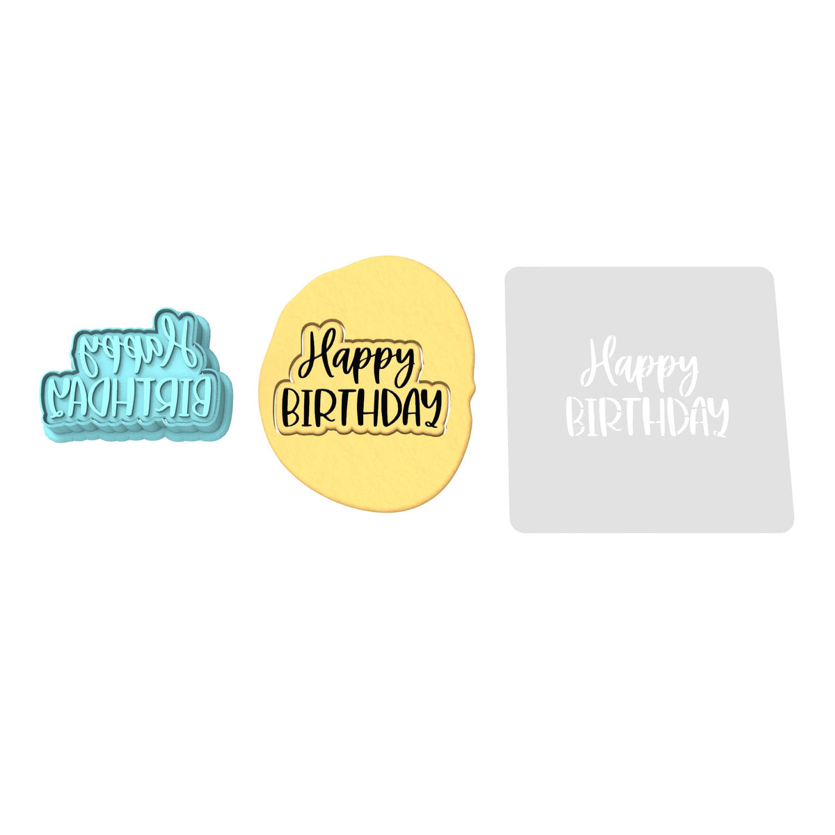 Happy Birthday Cookie Cutter | Stamp | Stencil #4