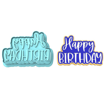 Happy Birthday Cookie Cutter | Stamp | Stencil #4