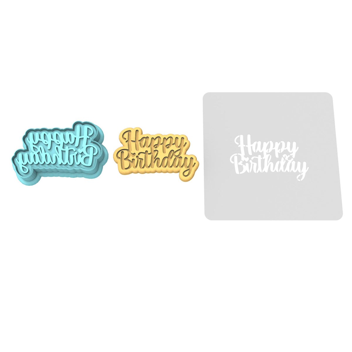 Happy Birthday Cookie Cutter | Stamp | Stencil #6