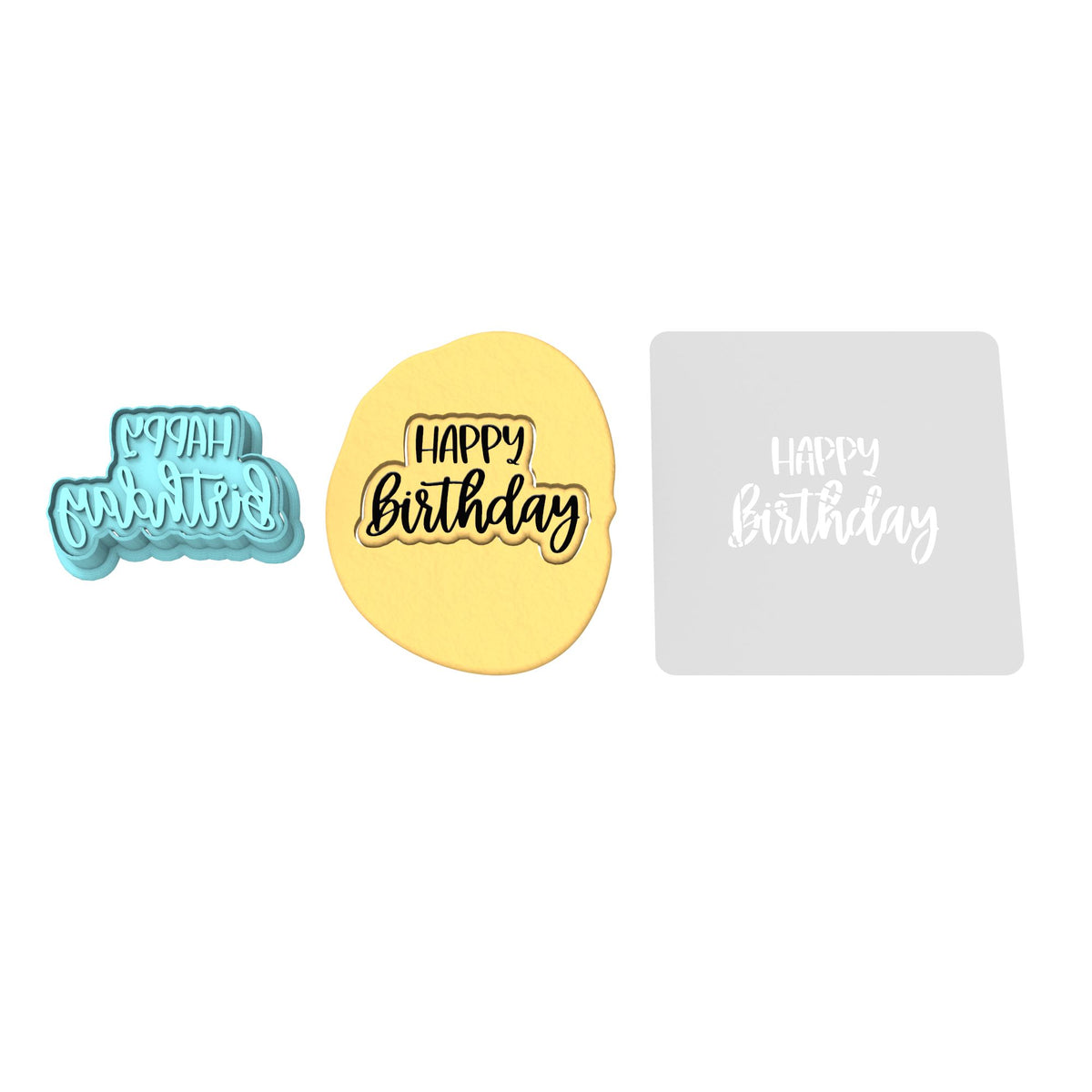 Happy Birthday Cookie Cutter | Stamp | Stencil #5