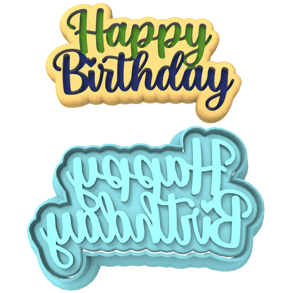 Happy Birthday Cookie Cutter | Stamp | Stencil #6