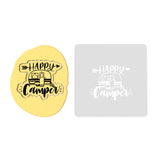 Happy Camper Cookie Cutter | Stamp | Stencil #2 Boys/ Army / Outdoorsman Cookie Cutter Lady 2 Inch Small Cupcake Stamp Only Yes