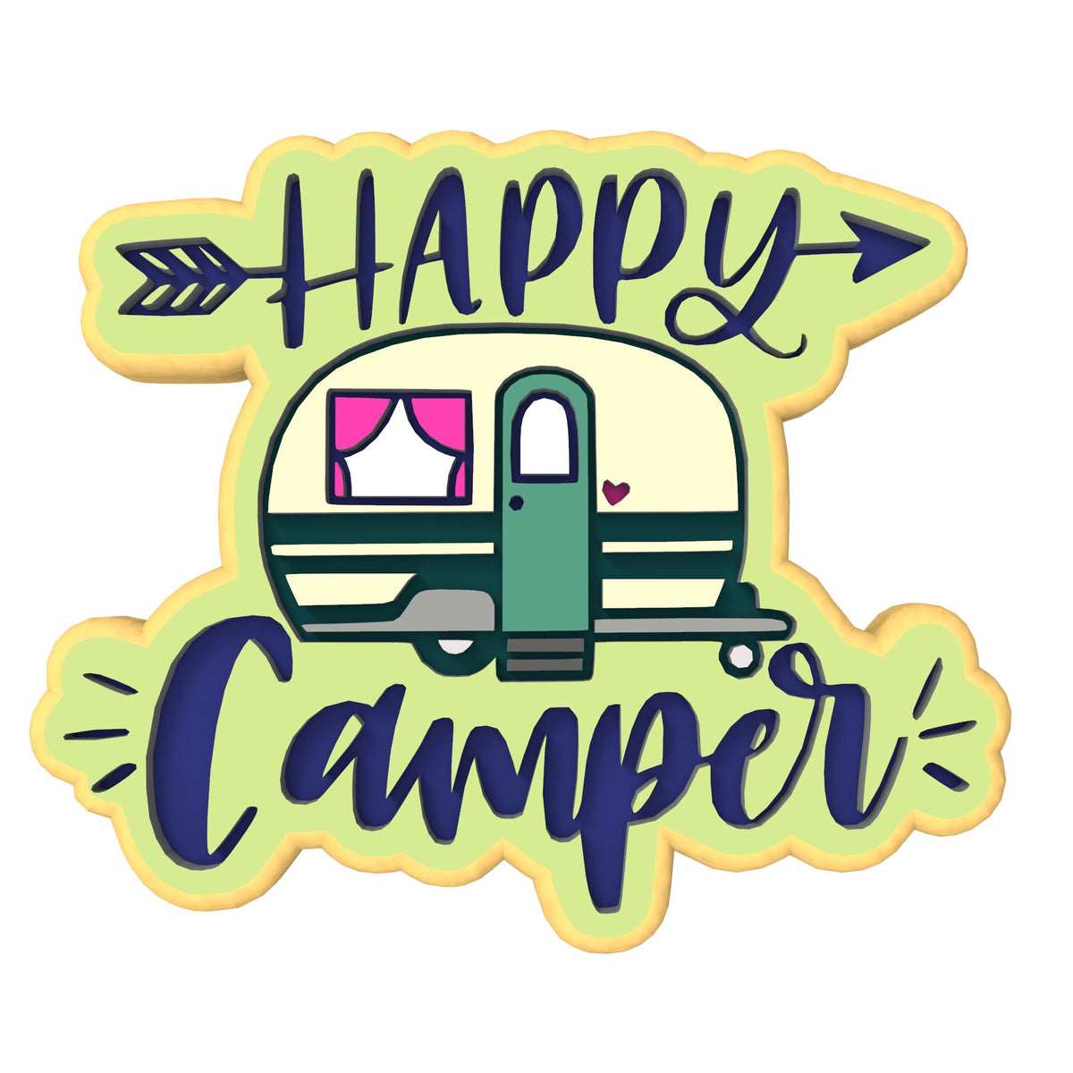 Happy Camper Cookie Cutter | Stamp | Stencil #2 Boys/ Army / Outdoorsman Cookie Cutter Lady 