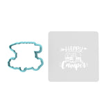 Happy Camper Cookie Cutter | Stamp | Stencil #2 Boys/ Army / Outdoorsman Cookie Cutter Lady 2 Inch Small Cupcake Cutter Only Yes
