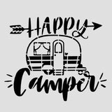 Happy Camper Cookie Cutter | Stamp | Stencil #2 Boys/ Army / Outdoorsman Cookie Cutter Lady 2 Inch Small Cupcake Stencil Only No