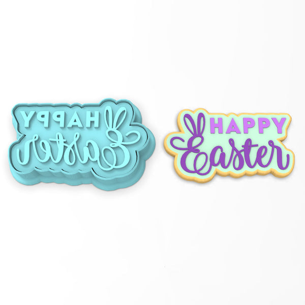 Happy Easter Bunny Ears Cookie Cutter | Stamp | Stencil #1