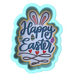 Happy Easter Bunny Ears Hearts Cookie Cutter | Stamp | Stencil Animals & Dinosaurs Cookie Cutter Lady 