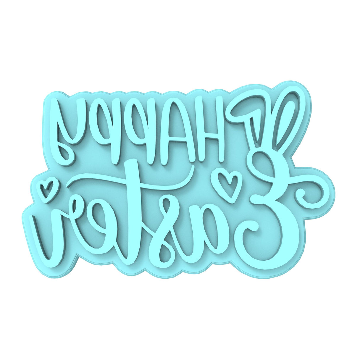 Happy Easter Bunny Ears Hearts Cookie Cutter | Stamp | Stencil Animals & Dinosaurs Cookie Cutter Lady MINI - 2 Inches (5cm) Stamp ONLY 