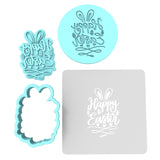Happy Easter Bunny Ears Hearts Cookie Cutter | Stamp | Stencil Animals & Dinosaurs Cookie Cutter Lady MINI - 2 Inches (5cm) **FULL SET BUNDLE** Cutter + Stamp + Stencil + Debosser **BEST DEAL** 