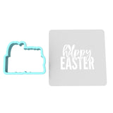 Happy Easter Cookie Cutter | Stamp | Stencil #B Animals & Dinosaurs Cookie Cutter Lady MINI - 2 Inches (5cm) **BUNDLE** Cutter + Stencil 