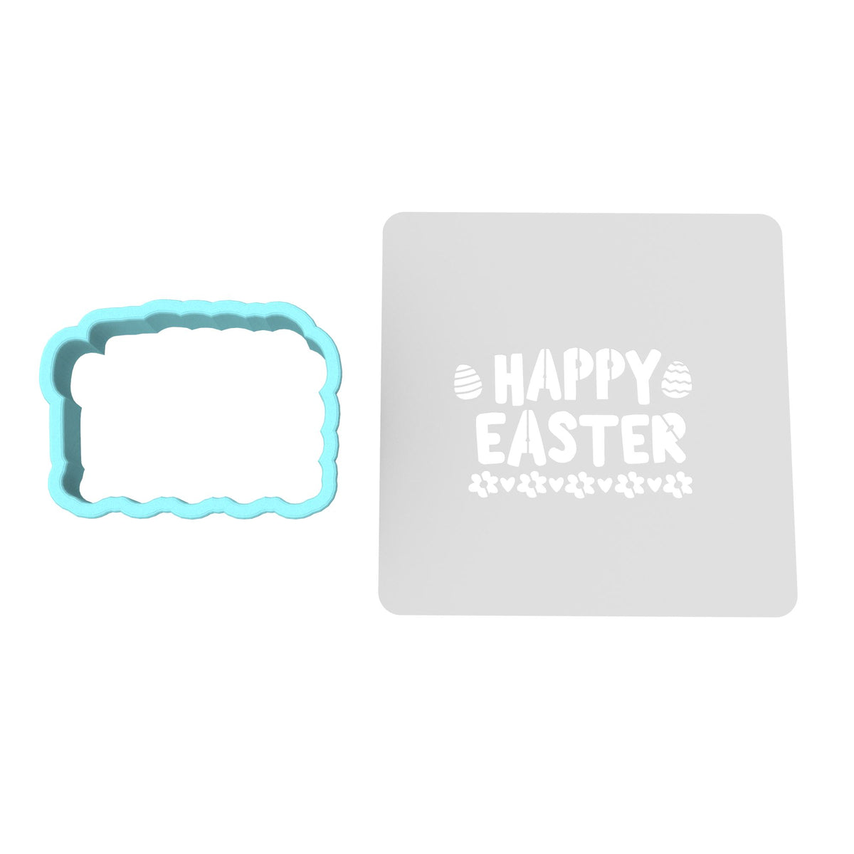 Happy Easter Daisy Eggs Cookie Cutter | Stamp | Stencil #1 Animals & Dinosaurs Cookie Cutter Lady MINI - 2 Inches (5cm) **BUNDLE** Cutter + Stencil 