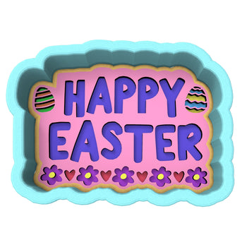 Happy Easter Daisy Eggs Cookie Cutter | Stamp | Stencil #1 Animals & Dinosaurs Cookie Cutter Lady 