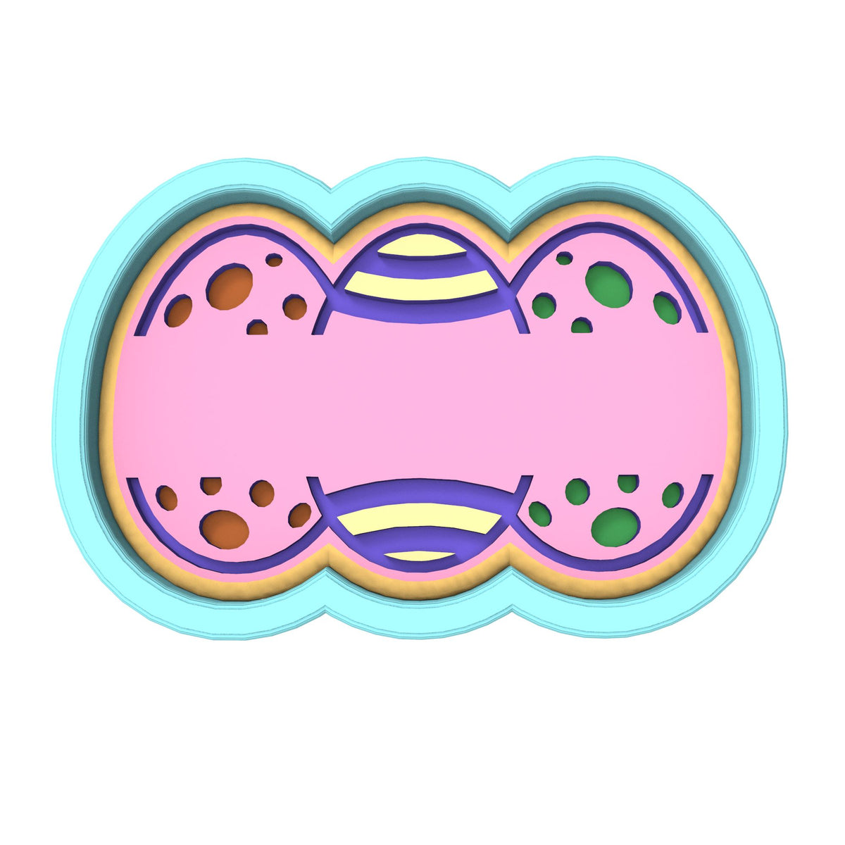 Happy Easter Eggs Blank Name Cookie Cutter | Stamp | Stencil #1 Animals & Dinosaurs Cookie Cutter Lady 