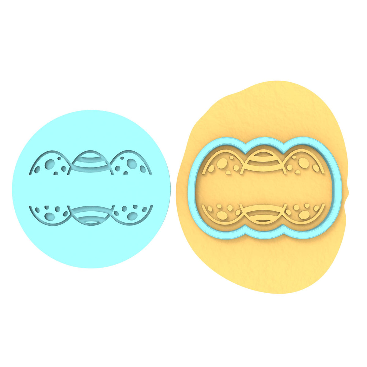 Happy Easter Eggs Blank Name Cookie Cutter | Stamp | Stencil #1 Animals & Dinosaurs Cookie Cutter Lady MINI - 2 Inches (5cm) **BUNDLE** Cutter + Debosser 