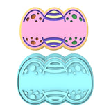 Happy Easter Eggs Blank Name Cookie Cutter | Stamp | Stencil #1 Animals & Dinosaurs Cookie Cutter Lady MINI - 2 Inches (5cm) **BUNDLE** Cutter + Stamp 