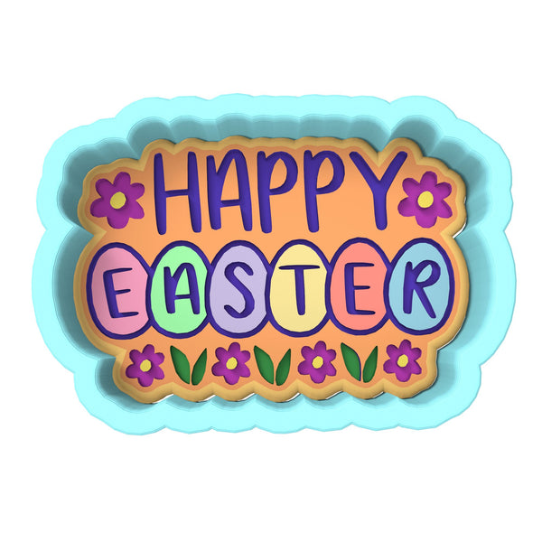 Happy Easter Eggs Daisies Cookie Cutter | Stamp | Stencil #1 Animals & Dinosaurs Cookie Cutter Lady 