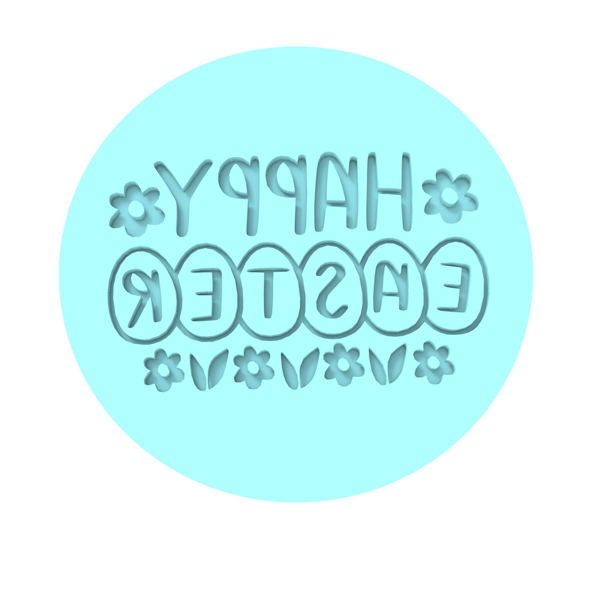 Happy Easter Eggs Daisies Cookie Cutter | Stamp | Stencil #1 Animals & Dinosaurs Cookie Cutter Lady MINI - 2 Inches (5cm) Debosser ONLY 
