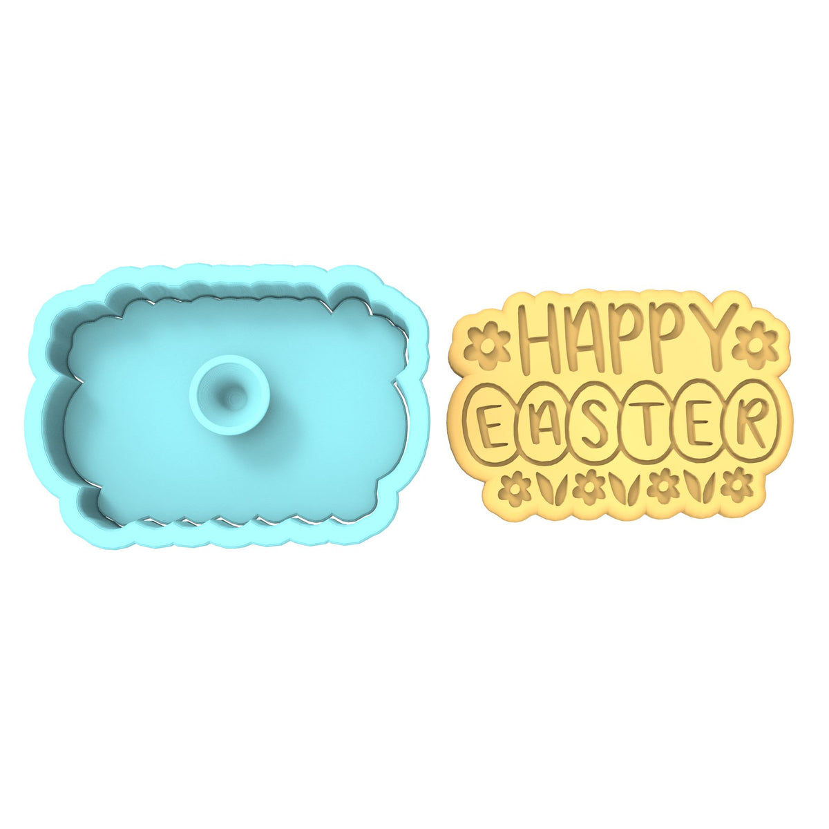 Happy Easter Eggs Daisies Cookie Cutter | Stamp | Stencil #1 Animals & Dinosaurs Cookie Cutter Lady 
