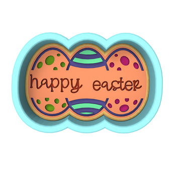 Happy Easter Eggs Name Cookie Cutter | Stamp | Stencil #1 Animals & Dinosaurs Cookie Cutter Lady 