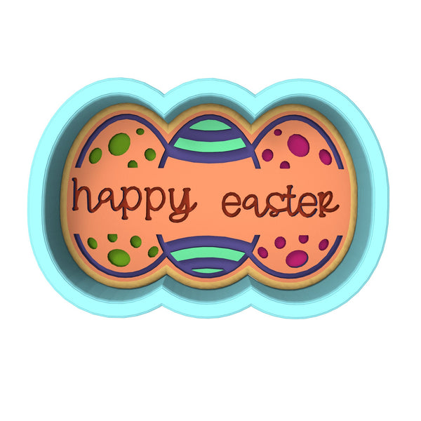 Happy Easter Eggs Name Cookie Cutter | Stamp | Stencil #1 Animals & Dinosaurs Cookie Cutter Lady 
