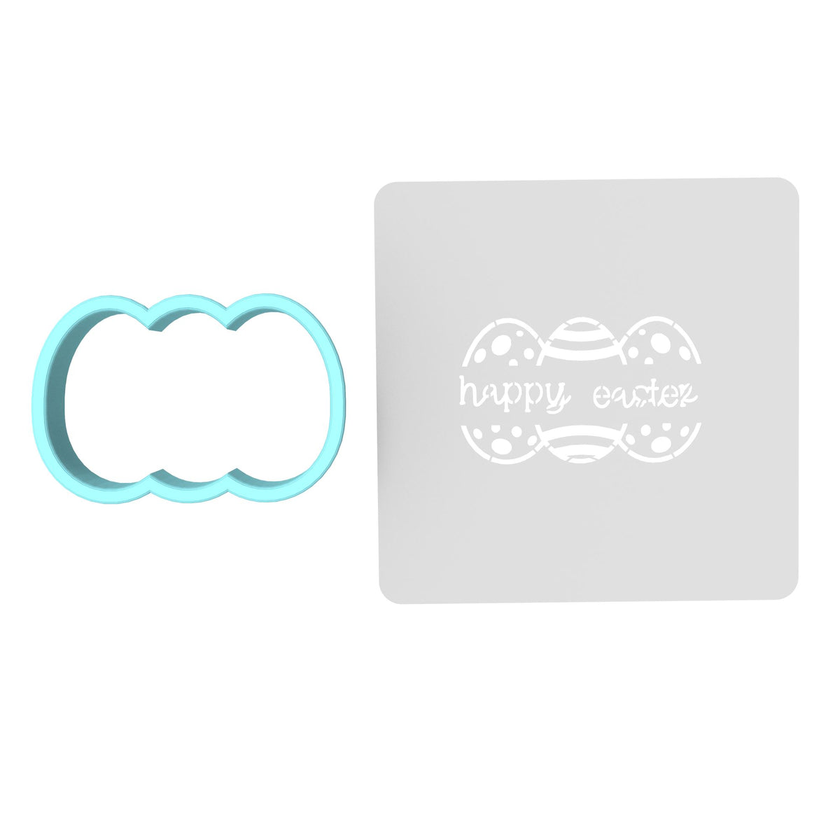 Happy Easter Eggs Name Cookie Cutter | Stamp | Stencil #1 Animals & Dinosaurs Cookie Cutter Lady MINI - 2 Inches (5cm) **BUNDLE** Cutter + Stencil 