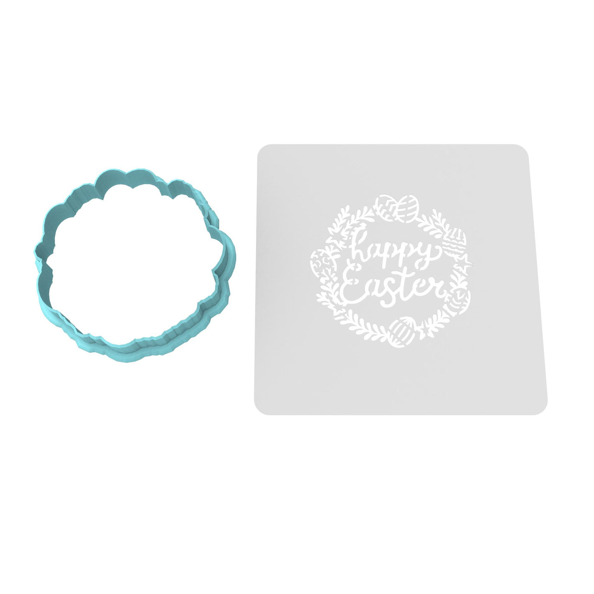 Happy Easter Wreath Cookie Cutter  Stamp & Outline #1
