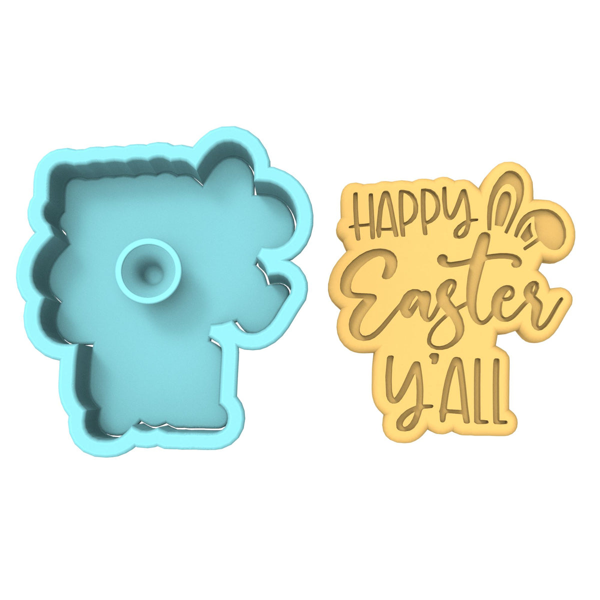 Happy Easter Y'all Cookie Cutter | Stamp | Stencil #1 Animals & Dinosaurs Cookie Cutter Lady MINI - 2 Inches (5cm) **BUNDLE** Cutter + Stamp 