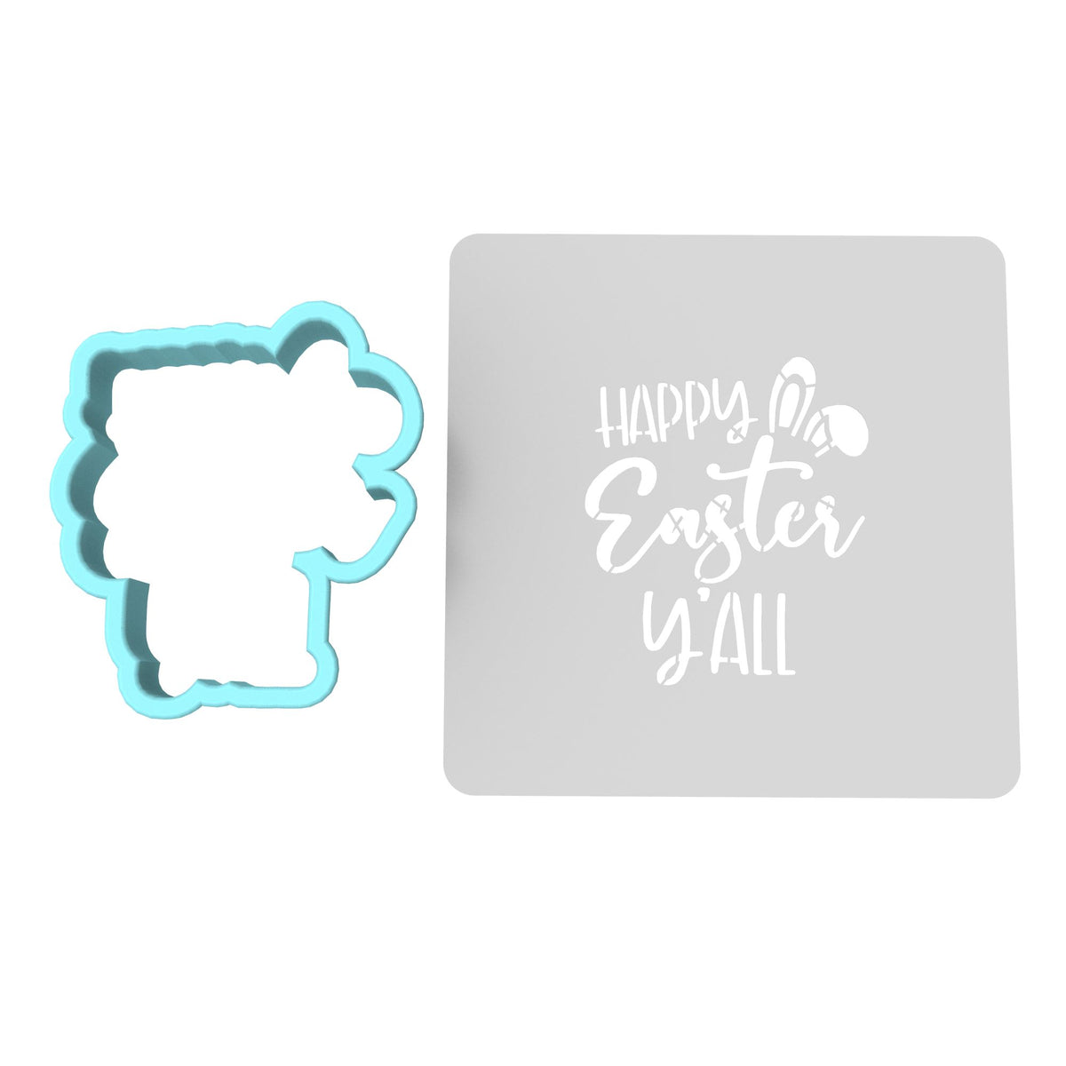 Happy Easter Y'all Cookie Cutter | Stamp | Stencil #1 Animals & Dinosaurs Cookie Cutter Lady MINI - 2 Inches (5cm) **BUNDLE** Cutter + Stencil 