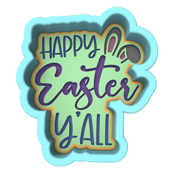 Happy Easter Y'all Cookie Cutter | Stamp | Stencil #1 Animals & Dinosaurs Cookie Cutter Lady 