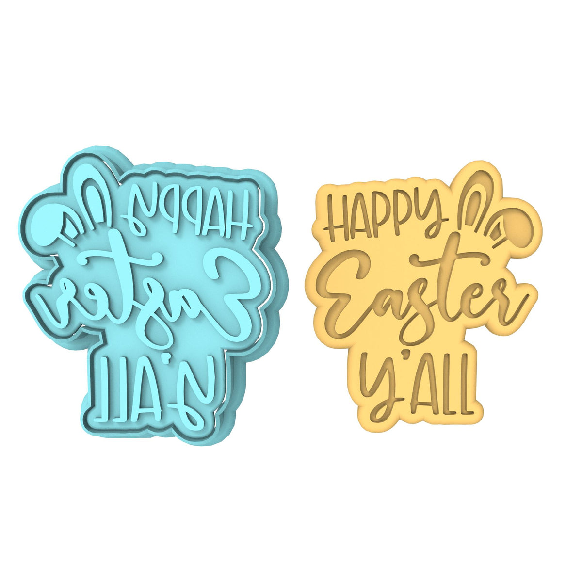 Happy Easter Y'all Cookie Cutter | Stamp | Stencil #1 Animals & Dinosaurs Cookie Cutter Lady 