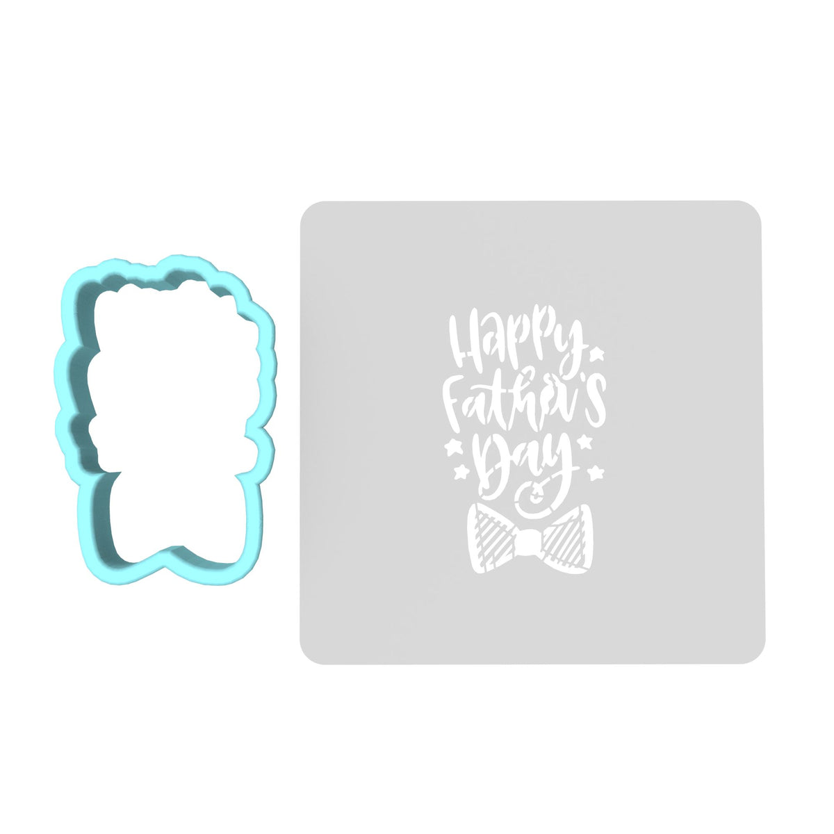 Happy Father's Day Bow Cookie Cutter | Stamp | Stencil #1 Cookie Cutter Lady MINI - 2 Inches (5cm) **BUNDLE** Cutter + Stencil 