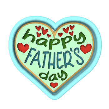 Happy Father's Day Hearts Cookie Cutter | Stamp | Stencil #1 Cookie Cutter Lady 