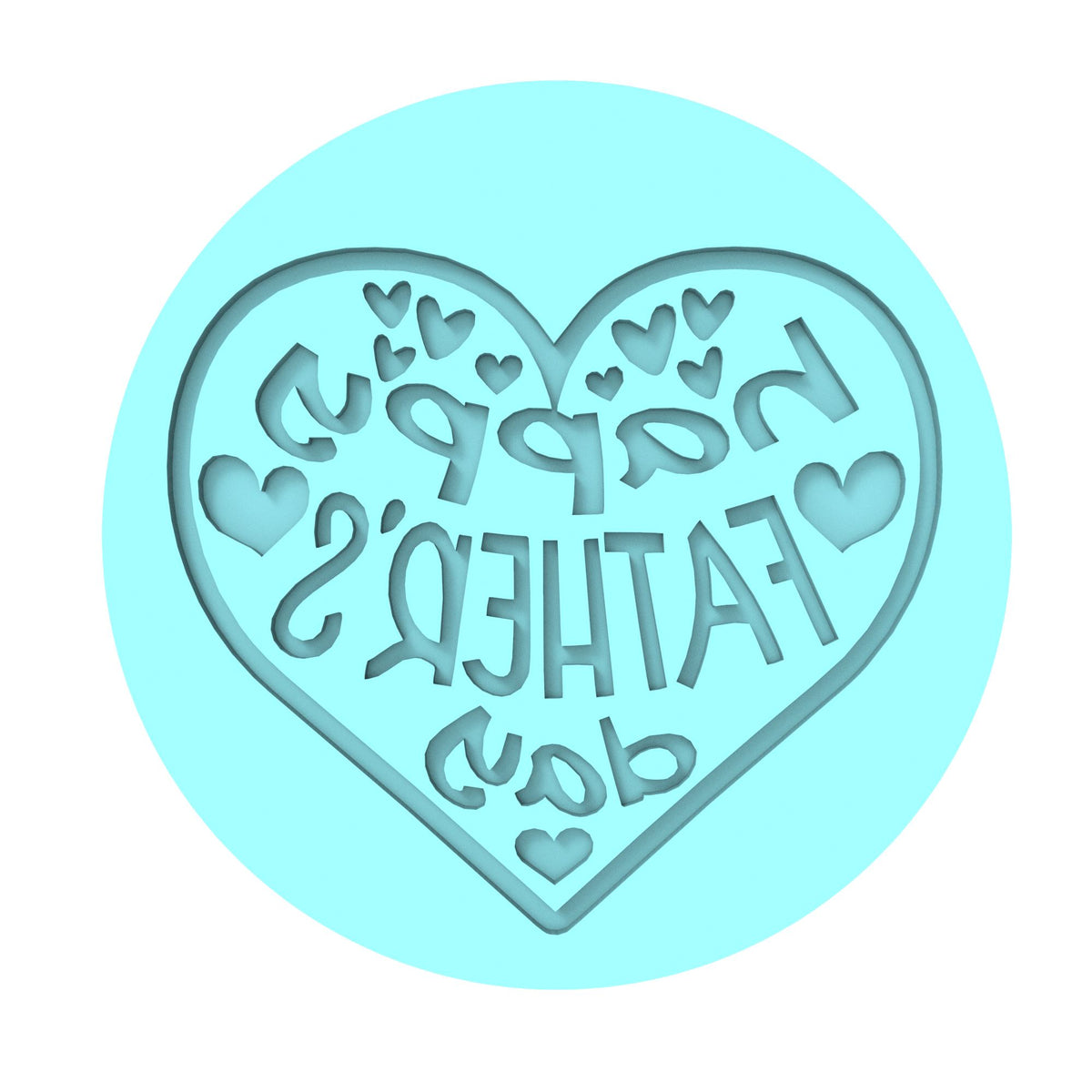 Happy Father's Day Hearts Cookie Cutter | Stamp | Stencil #1 Cookie Cutter Lady MINI - 2 Inches (5cm) Debosser ONLY 