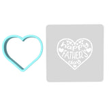 Happy Father's Day Hearts Cookie Cutter | Stamp | Stencil #1 Cookie Cutter Lady MINI - 2 Inches (5cm) **BUNDLE** Cutter + Stencil 