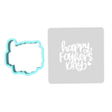 Happy Father's Day Text Hearts Cookie Cutter | Stamp | Stencil #1 fathers day Cookie Cutter Lady MINI - 2 Inches (5cm) **BUNDLE** Cutter + Stencil 