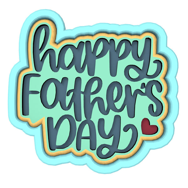 Happy Father's Day Text Hearts Cookie Cutter | Stamp | Stencil #1 fathers day Cookie Cutter Lady 