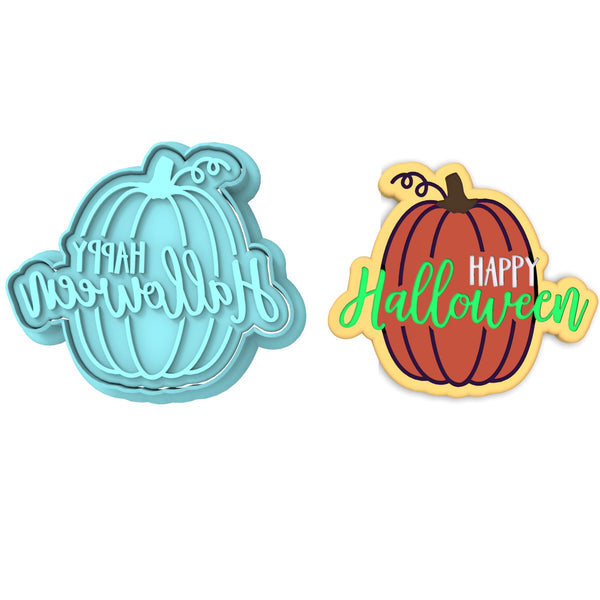 Happy Halloween Pumpkin Cookie Cutter | Stamp | Stencil #1