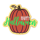 Happy Halloween Pumpkin Cookie Cutter | Stamp | Stencil #1