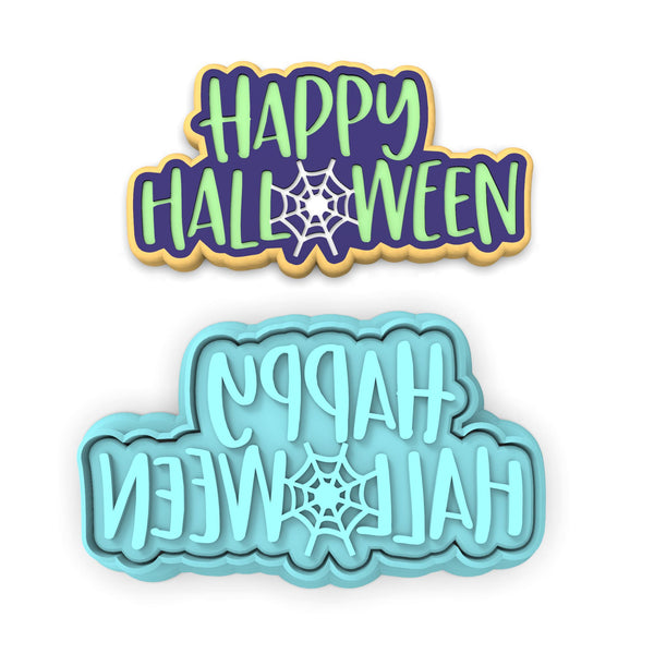 Happy Halloween Web Cookie Cutter | Stamp | Stencil #1 Halloween / Fall Cookie Cutter Lady 2 Inch Small Cupcake Cutter + Stamp No