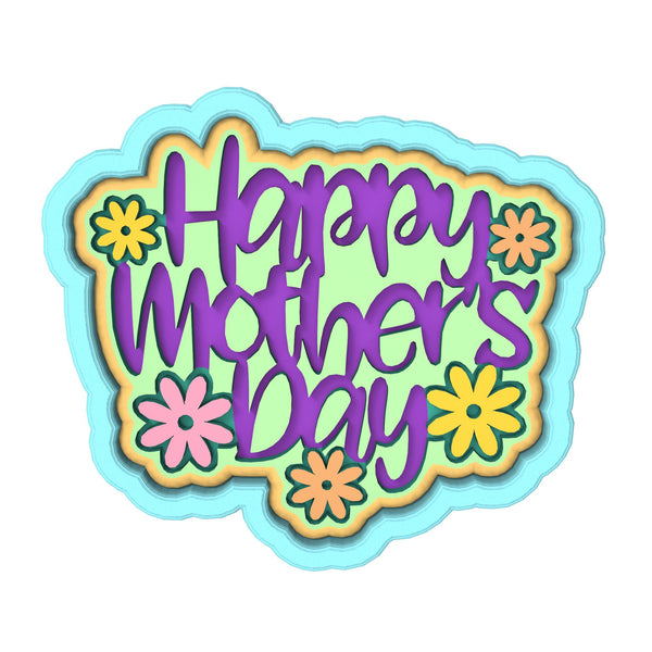 Happy Mother's Day Flowers Cookie Cutter | Stamp | Stencil Animals & Dinosaurs Cookie Cutter Lady 