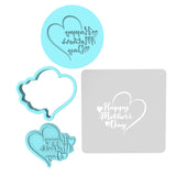 Happy Mother's Day Hearts Cookie Cutter | Stamp | Stencil #4 Animals & Dinosaurs Cookie Cutter Lady MINI - 2 Inches (5cm) **FULL SET BUNDLE** Cutter + Stamp + Stencil + Debosser **BEST DEAL** 
