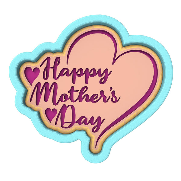 Happy Mother's Day Hearts Cookie Cutter | Stamp | Stencil #4 Animals & Dinosaurs Cookie Cutter Lady 