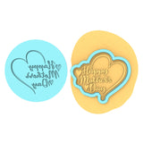 Happy Mother's Day Hearts Cookie Cutter | Stamp | Stencil #4 Animals & Dinosaurs Cookie Cutter Lady MINI - 2 Inches (5cm) **BUNDLE** Cutter + Debosser 