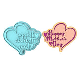 Happy Mother's Day Hearts Cookie Cutter | Stamp | Stencil #4 Animals & Dinosaurs Cookie Cutter Lady MINI - 2 Inches (5cm) **BUNDLE** Cutter + Stamp 