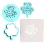 Happy St. Patrick's Day Clover Cookie Cutter | Stamp | Stencil #1 Cookie Cutter Lady MINI - 2 Inches (5cm) **FULL SET BUNDLE** Cutter + Stamp + Stencil + Debosser **BEST DEAL** 